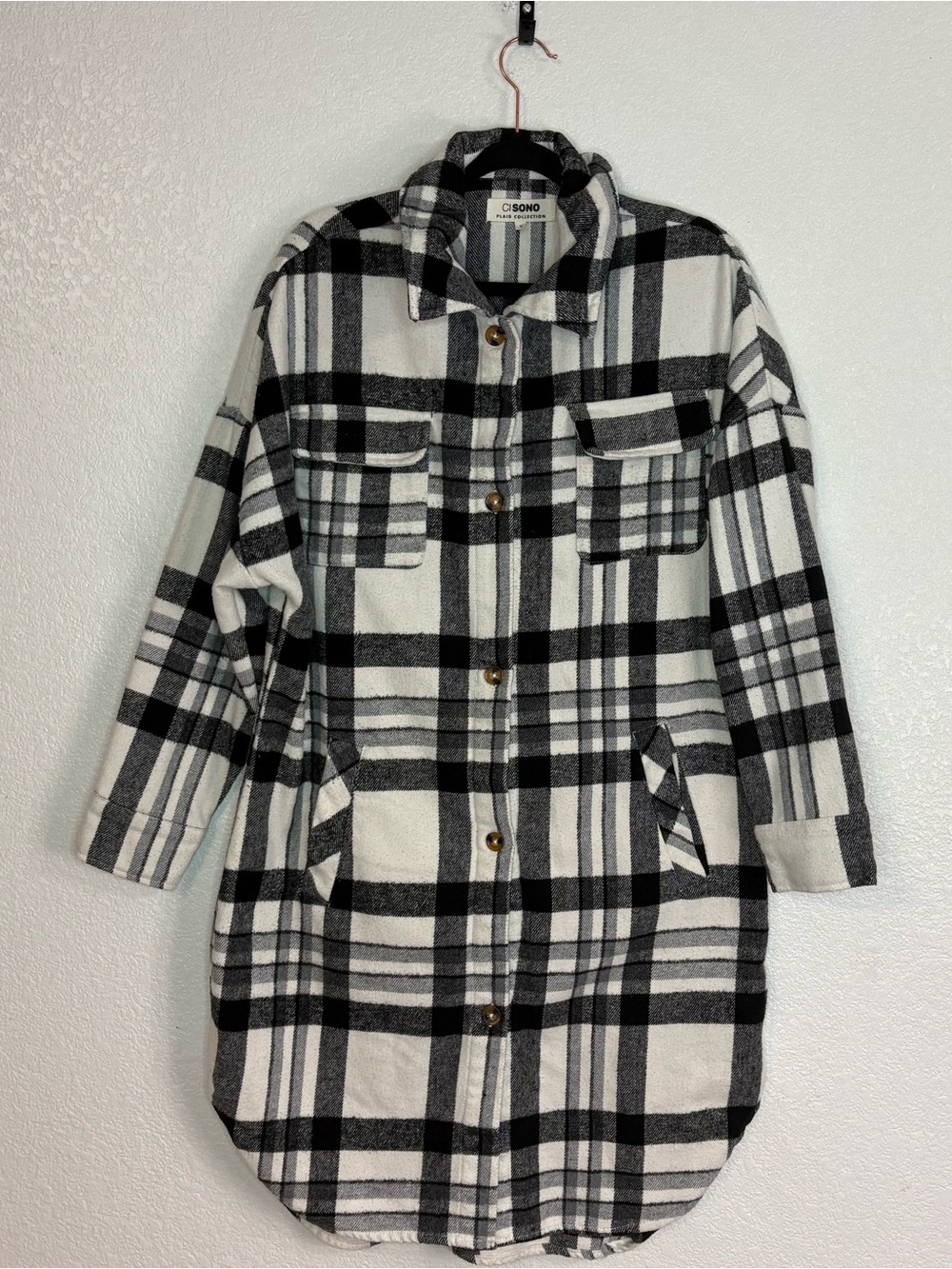 Ci Sono Black & White Plaid Shacket Jacket